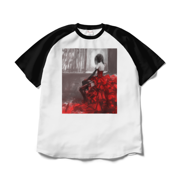 ラグランTシャツ - XL - ホワイト×ブラック
