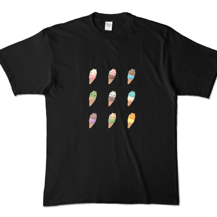 Tシャツ(ice cream/Black) - XL