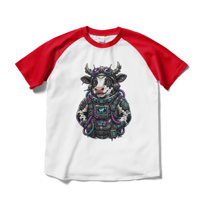 ラグランTシャツ - M - ホワイト×レッド