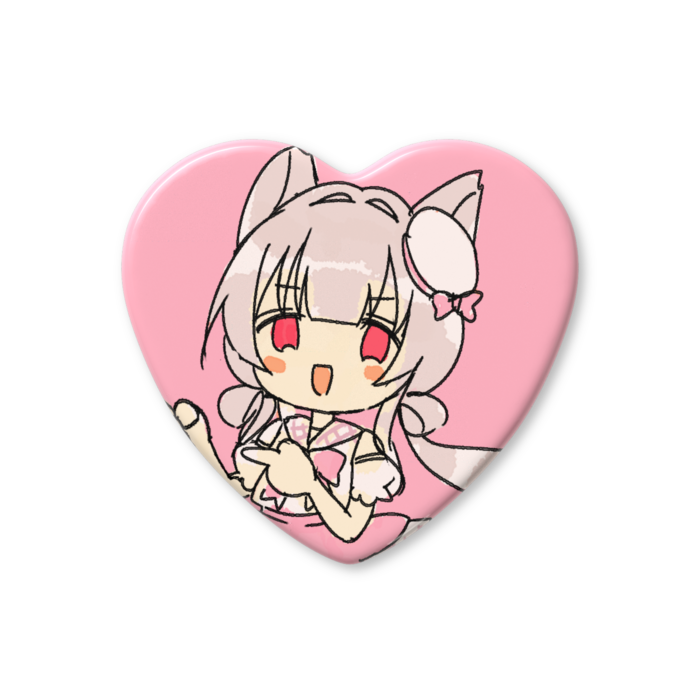 ハート缶バッジ - 57 × 52.5mm