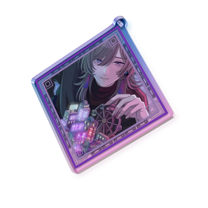 オーロラアクリルキーホルダー - 70 × 70mm