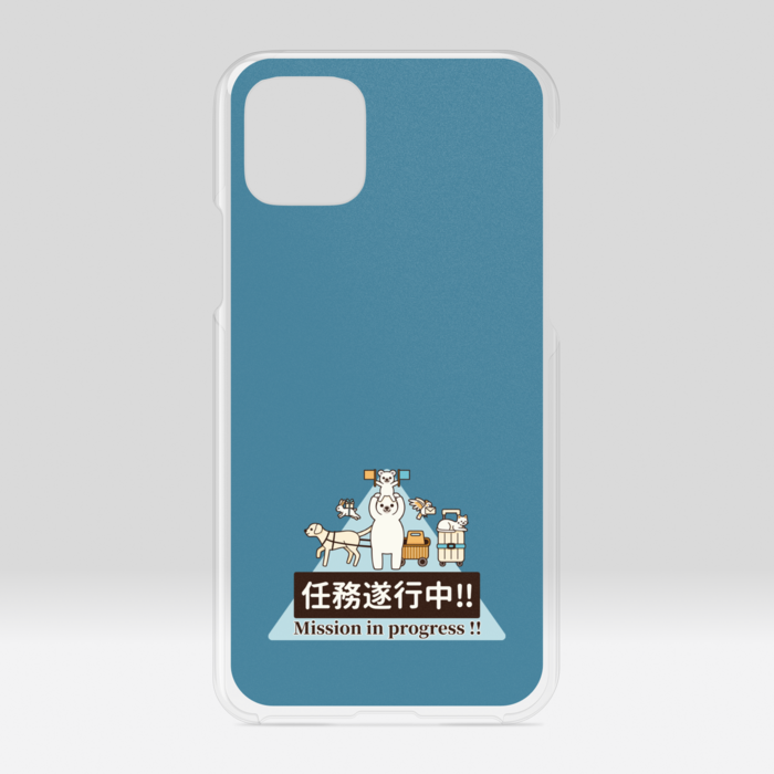 クリアiPhoneケース　くすみ青緑色　iPhone 11Pro