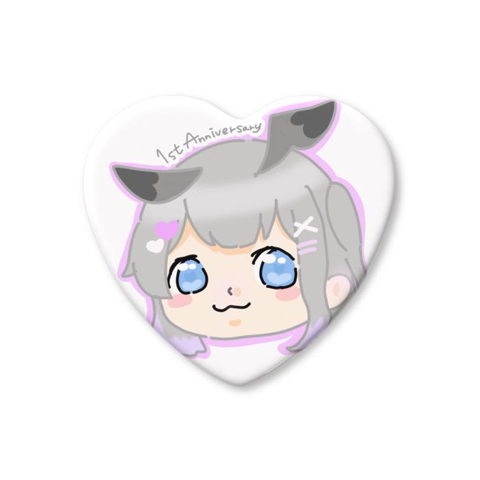 ハート缶バッジ - 57 × 52.5mm