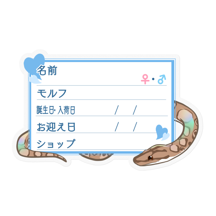 【🐍お名前ステッカー】コロニジ(ノーマル) ‐ハート／ブルー