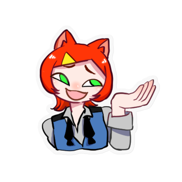 赤猫ステッカー(クリア) - 100 x 100 (mm)(3)