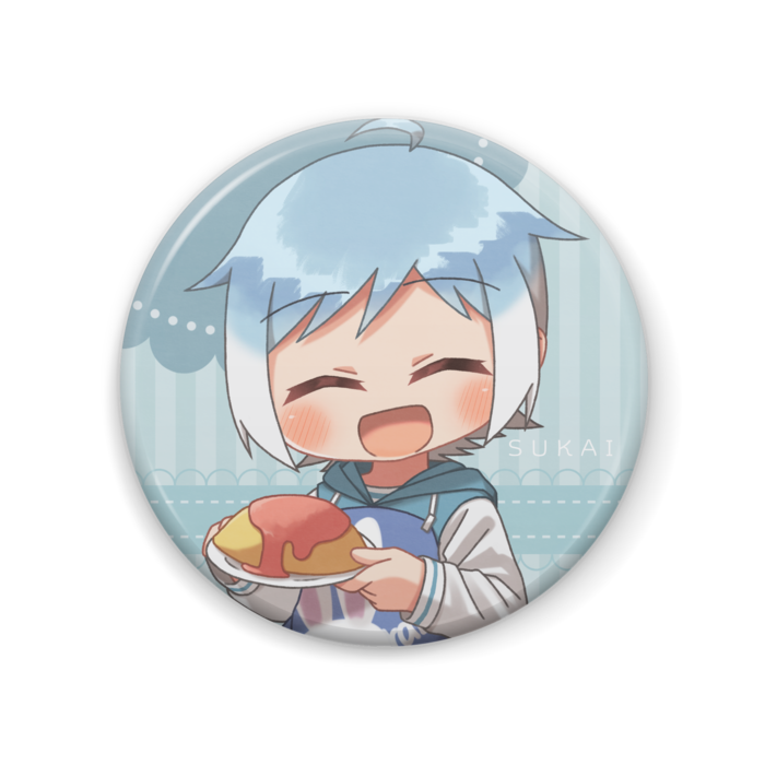 コラボカフェ風 きんじょのみかり缶バッジ(青空B) - 57mm