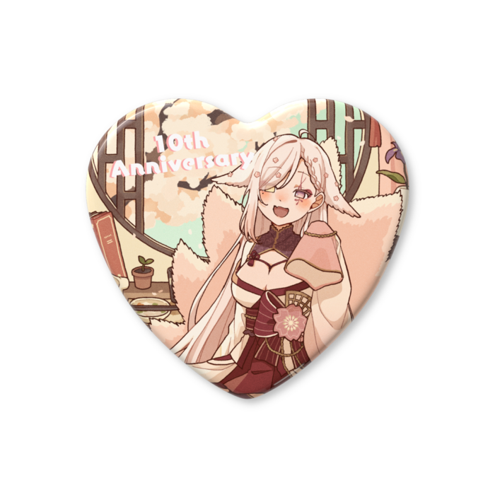 ハート缶バッジ - 57 × 52.5mm