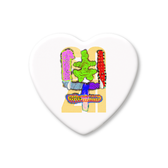 ハート缶バッジ - 57 × 52.5mm