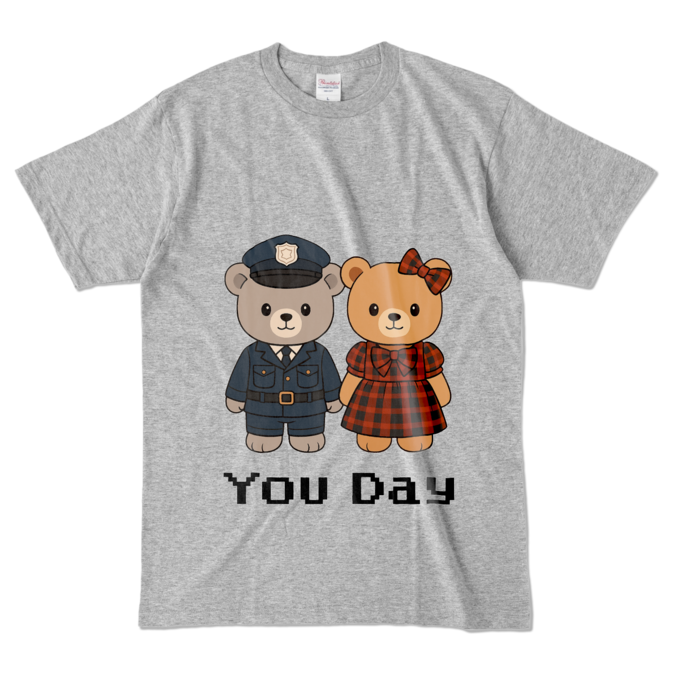 カラーTシャツ - L - 杢グレー (濃色)  - 文字ブラック