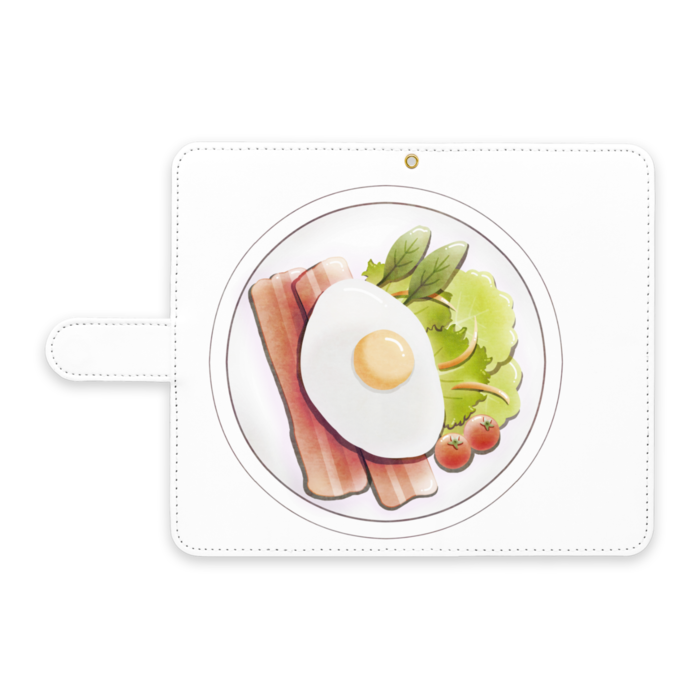 手帳型Androidケース　ストラップ穴あり　白色　L（大）