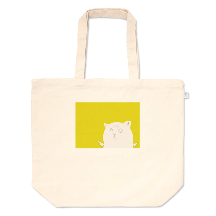 月のねこスクエア・トートバッグ - L - プリント面積小