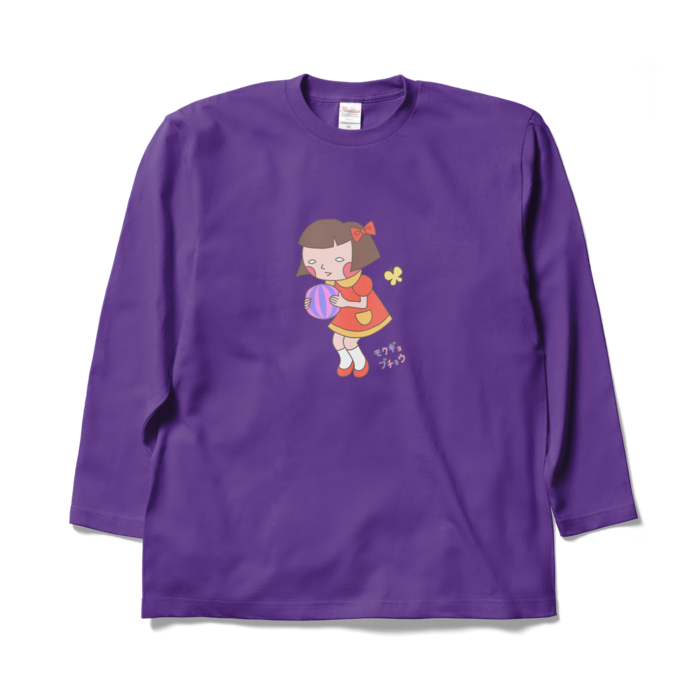 昭和レトロな女の子ロングTシャツ(お色選べます)