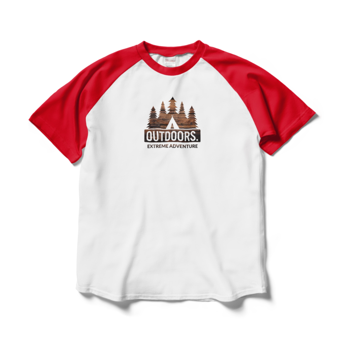 ラグランTシャツ - L - ホワイト×レッド