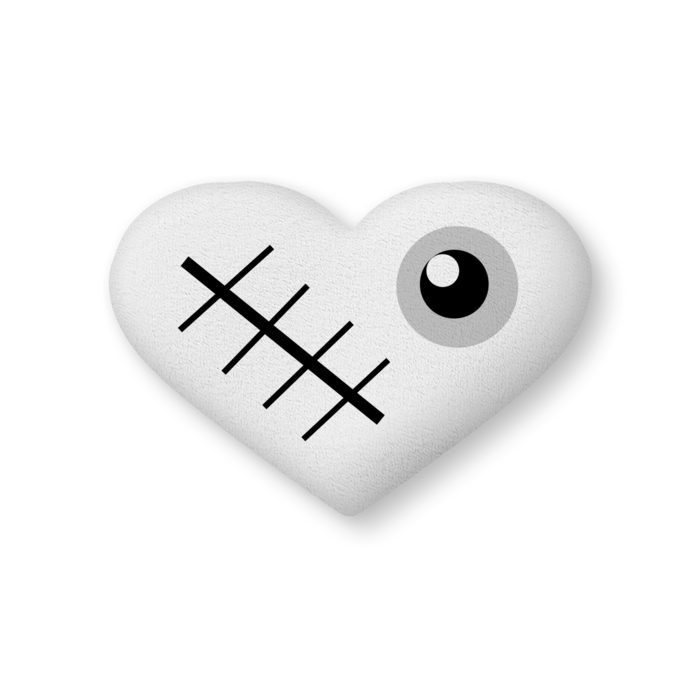 きずハートクッション（ホワイト） - 大（H61×W86cm） - 片面(12)