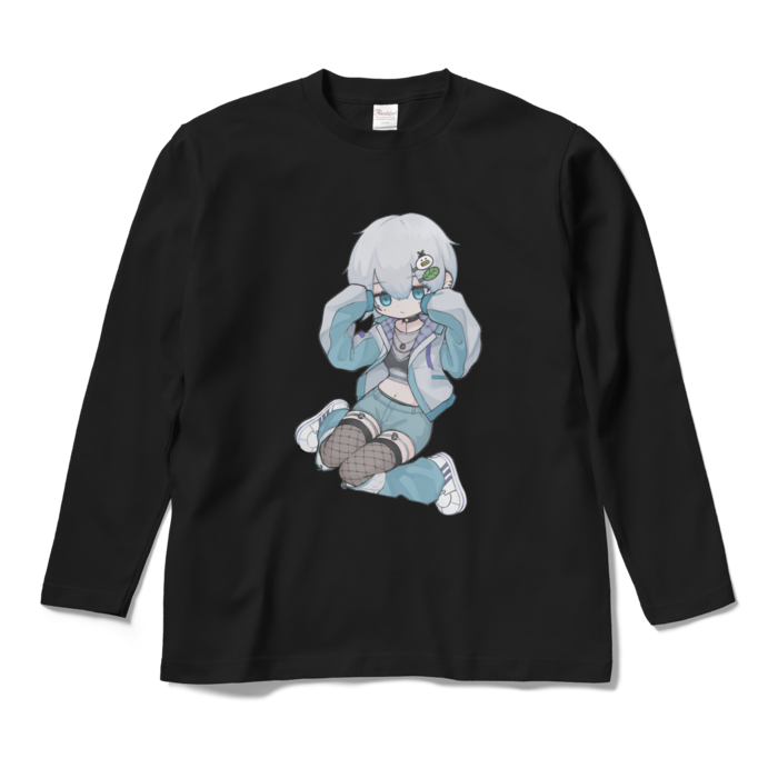 ロングスリーブTシャツ - M - ブラック（きょとん顔）