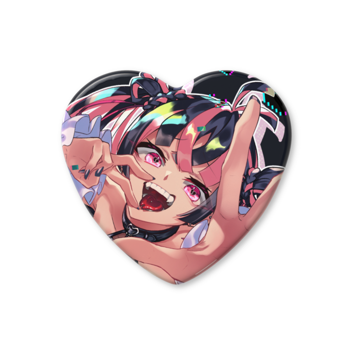 ハート缶バッジ - 57 × 52.5mm