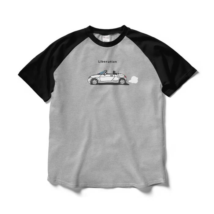 ラグランTシャツ - L - 杢グレー×ブラック