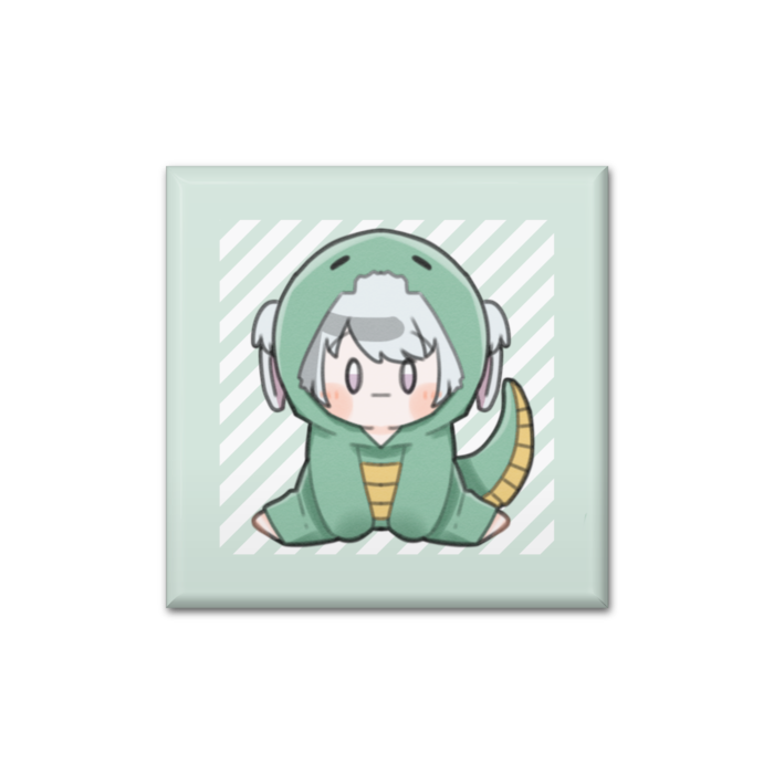 巳年イラスト(きょとん)　缶バッジ(正方形) Ver. - 40 (mm)