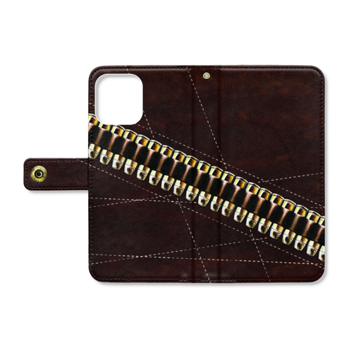 手帳型iPhoneケース／弾帯 - iPhone12 ProMax - ストラップ穴 あり