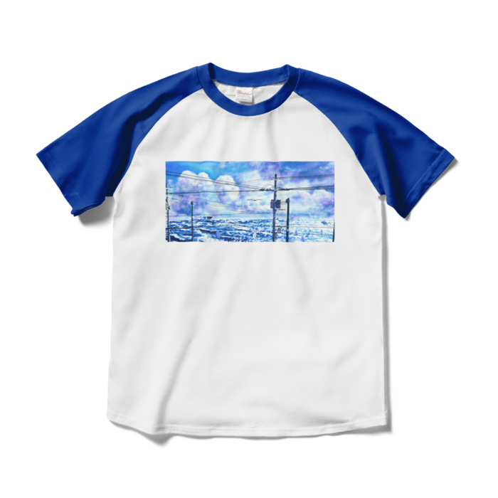 ラグランTシャツ - M - ホワイト×ロイヤルブルー