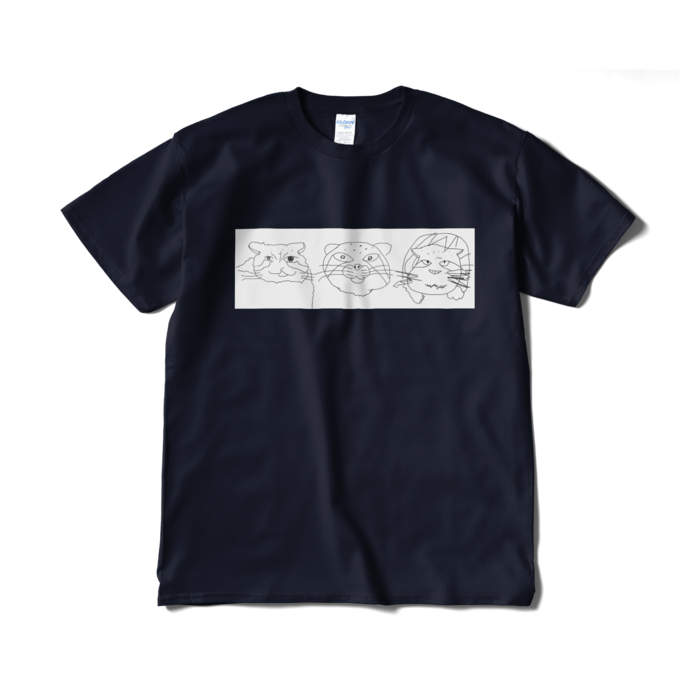 まぬるねこ(?)三銃士Tシャツ - XL - ネイビー
