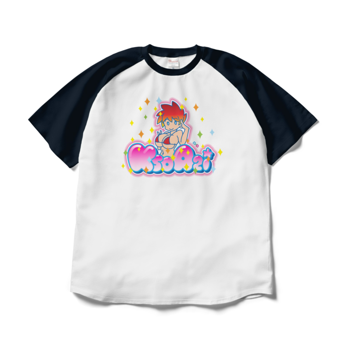 ラグランTシャツ - XL - ホワイト×ネイビー