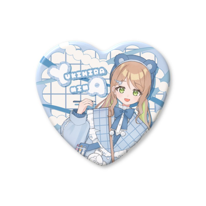 ハート缶バッジ - 57 × 52.5mm