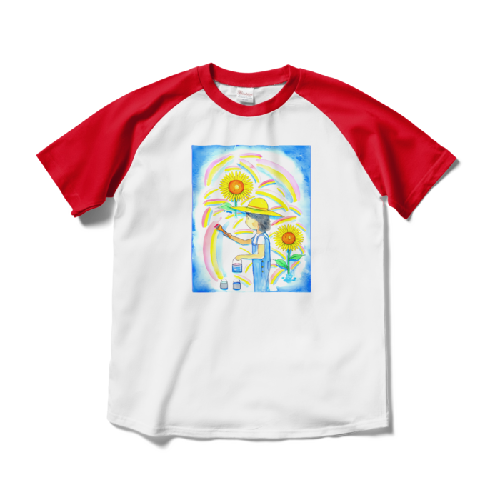 ラグランTシャツ - M - ホワイト×レッド
