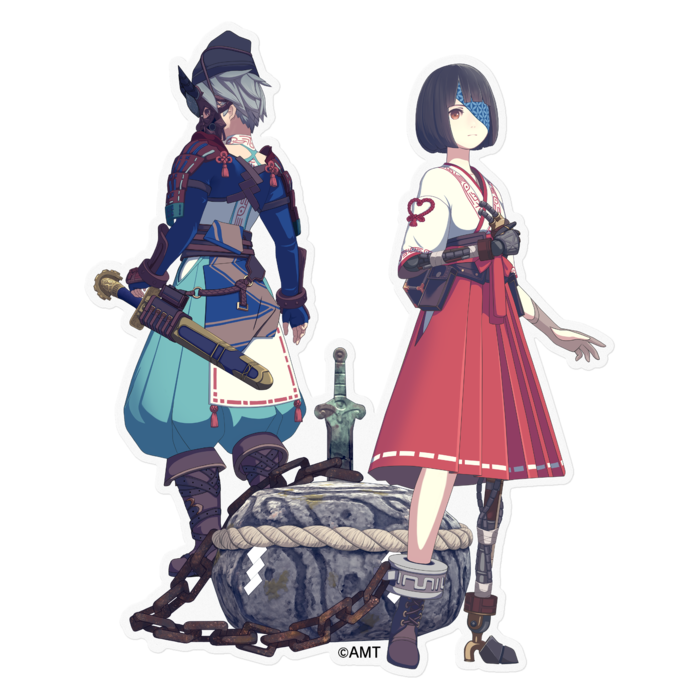 『オノゴロ物語』ハル&マサタケ(A)ステッカー - 160 x 160 (mm) - クリア