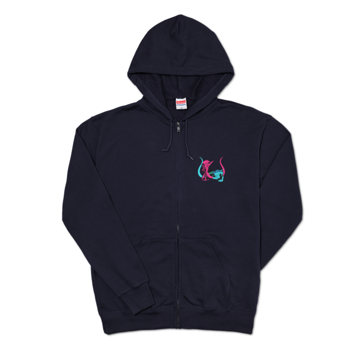 ジップパーカー - XL - 左胸（ネイビー）