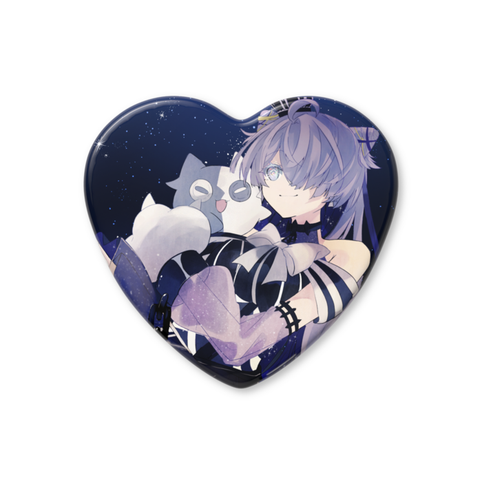 ハート缶バッジ - 52.5 × 57mm