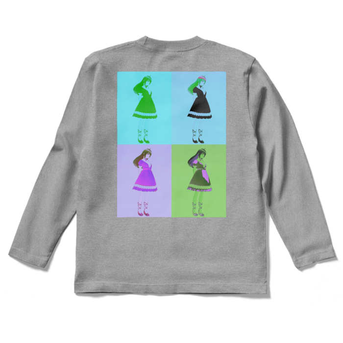 灰ロングスリーブTシャツ - S - (青模様)