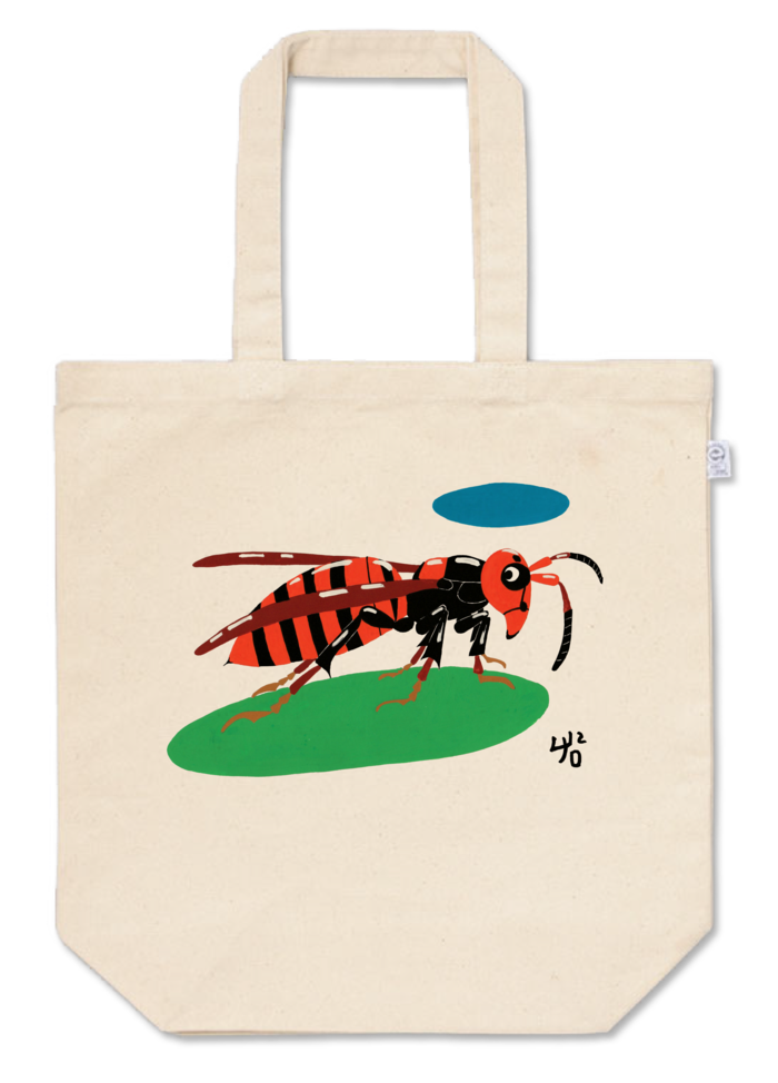 スズメバチのトートバッグ - M - プリント面積中