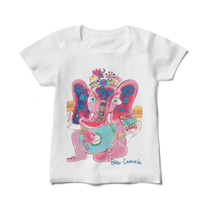 レディースtシャツ ミラクル ガネーシャ ピンクb गण श Gaṇesa Ganesha みらくるくる Booth