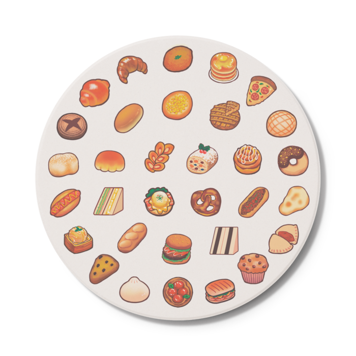 パンのコースター - 円形・白