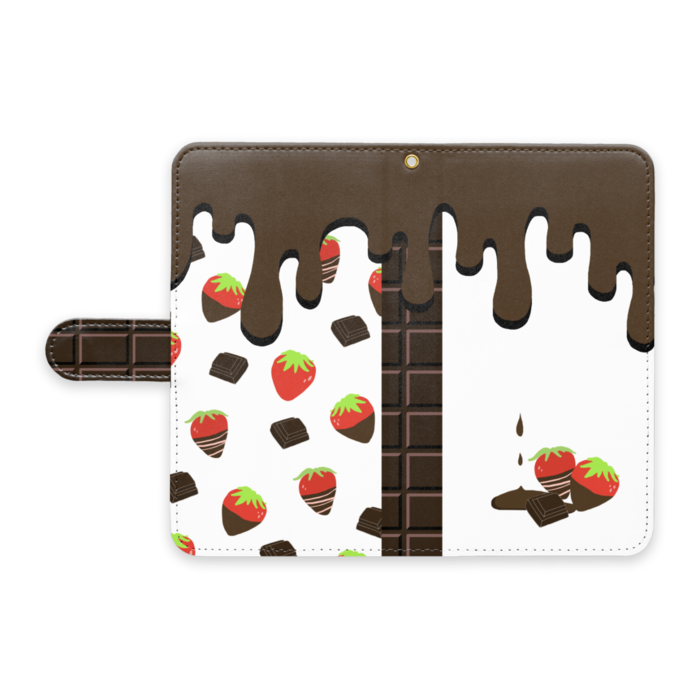 苺チョコ手帳型Androidケース - L - ストラップ穴 あり