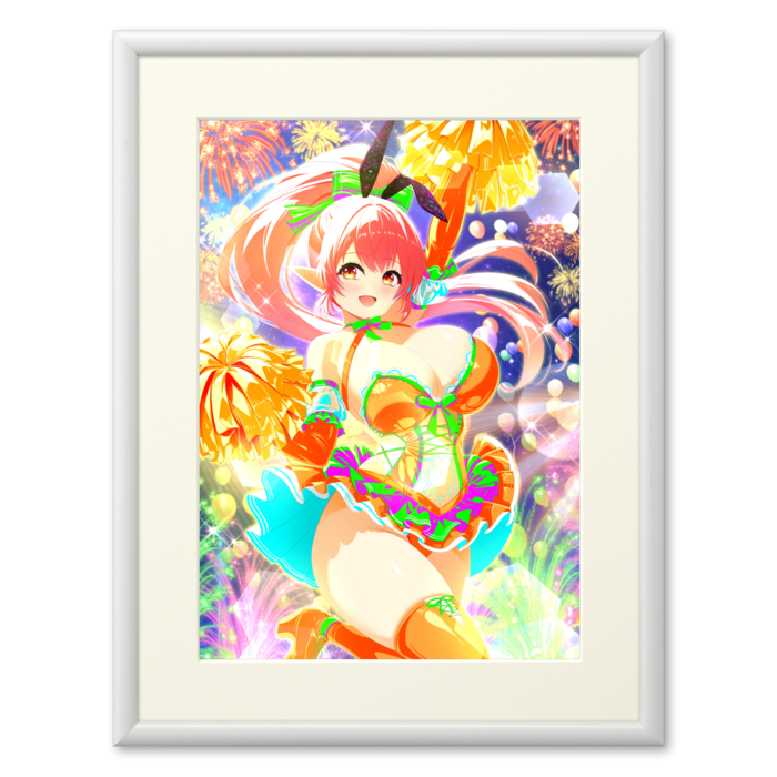 複製画(プリモアート) - A4(ピンク髪/額縁・ホワイト)
