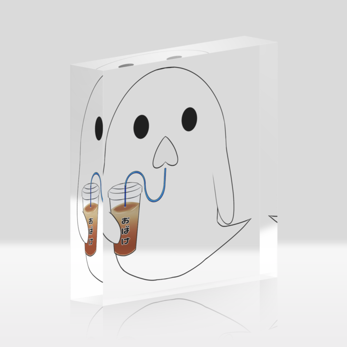 『おばけちゃん』アクリルブロッククリア - 100x100mm