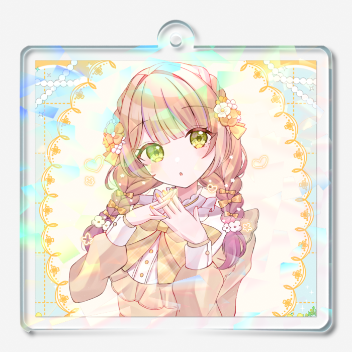 ホログラムアクリルキーホルダー𖧷三つ編み - 50 × 50mm