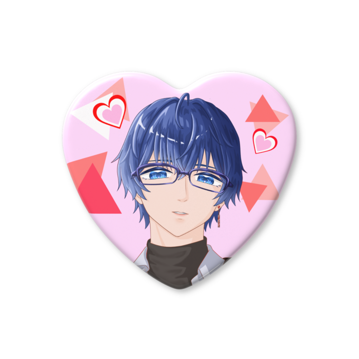 ハート缶バッジ - 57 × 52.5mm