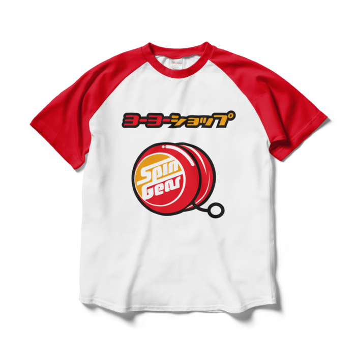 ラグランTシャツ - L - ホワイト×レッド