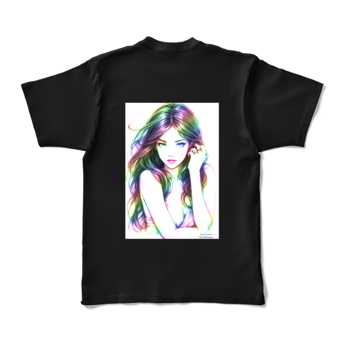 (背面プリント)Dream Woman カラーTシャツ カラープリントTシャツ - XL - ブラック (濃色)