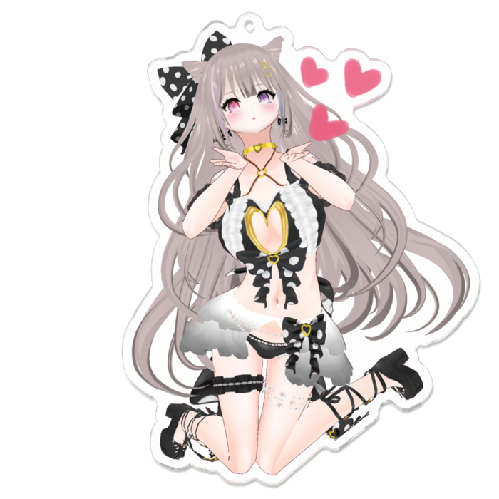 見つめながら...❤︎Black ver.キーホルダー(通常版)(To stare♡Black ver.keychain standard)- 100 x 100 (mm)(1)