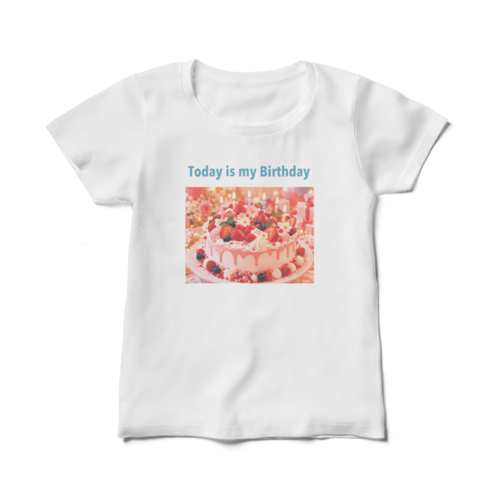 レディースTシャツ - M - 白- 水色文字