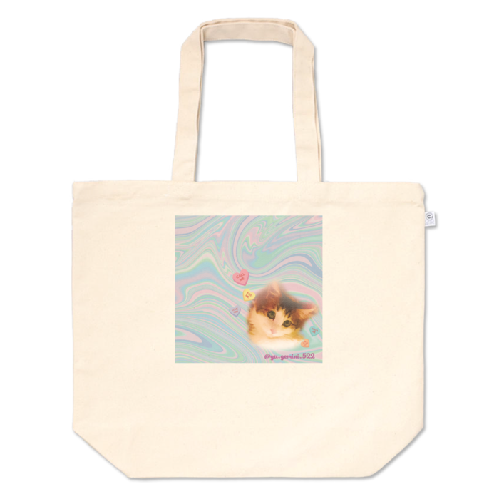 トートバッグ - L -  マーブル-03 (もも顔のみプリント)