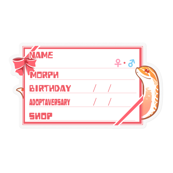 【🐍お名前ステッカー】シシバナ(アルビノ) ‐リボン／ピンク(英語)