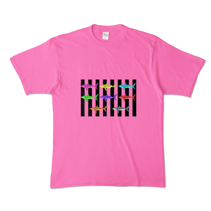 (ブラック)カラーTシャツ - XL - ピンク (濃色)(5)