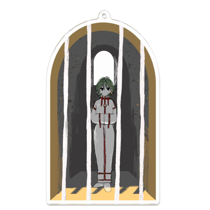 外へ居てもどこでも牢獄_アクリルキーホルダー - 100 x 100 (mm)