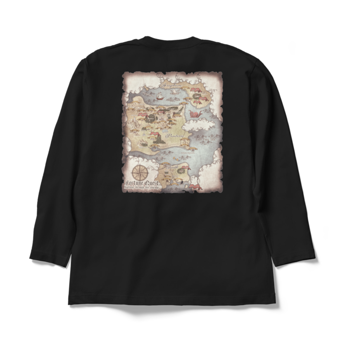背面マップロングスリーブTシャツ - XL - ブラック