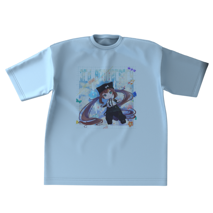 ビッグシルエットTシャツ - XL - 両面水色